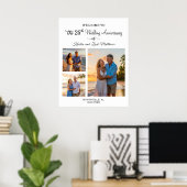 Custom 3 Photos 25th Wedding Anniversary Welcome Poster (Thuiskantoor)