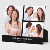 Custom 3 Sections Family Photo Collage Black Frame Fotoplaat (Zijkant)