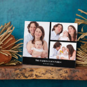 Custom 3 Sections Family Photo Collage Black Frame Fotoplaat (Zijkant)