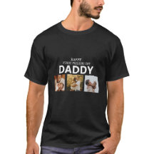 custom 3photo collage happy fathers day T-shirt