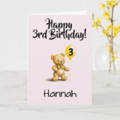 Custom 3rd Birthday Congratulations, Personalized Kaart (Gele Bloem)