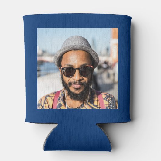 Custom 40th Birthday Blue Gold With Photo Blikjeskoeler (Achterkant)