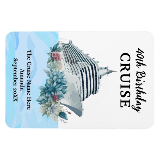 Custom 40th Birthday Cruise Cabin Door Magneet (Horizontaal)