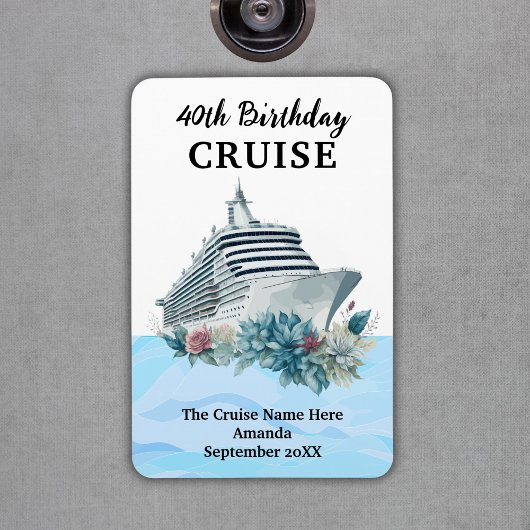 Custom 40th Birthday Cruise Cabin Door Magneet