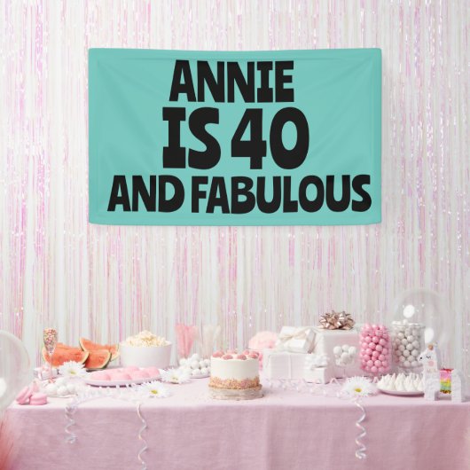 CUSTOM 40TH BIRTHDAY FABULOUS PARTY BANNER (Feest)