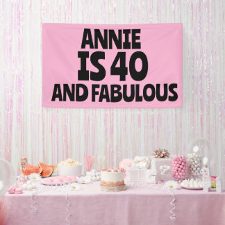 CUSTOM 40TH BIRTHDAY FABULOUS PINK PARTY BANNER