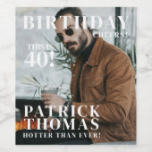Custom 40th Birthday Party Magazine Hoesje Cheers Wijn Etiket (Enkel label)