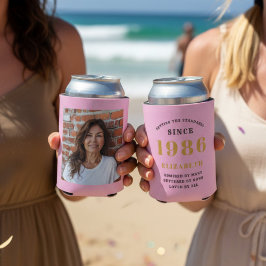 Custom 40th Birthday Pink Gold With Photo Blikjeskoeler