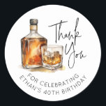 Custom 40th Birthday Whiskey/Bourbon Sticker Favor<br><div class="desc">Vier een mijlpaal met elegantie en een vleugje persoonlijke flair! Introductie van onze 40th Birthday Favor Tags, versierd met een prachtige waterverf van whisky of bourbon, ideaal voor het toevoegen van een verfijnde twist aan uw verjaardagsvieringen. Ontworpen voor whisky liefhebbers en degenen die de fijne dingen in het leven koesteren,...</div>