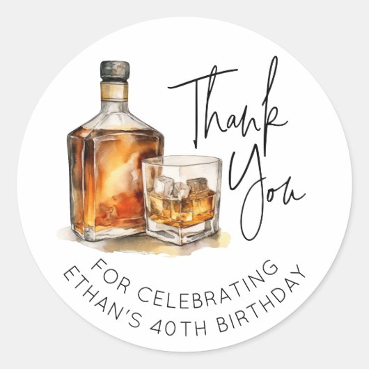 Custom 40th Birthday Whiskey/Bourbon Sticker Favor (Voorkant)