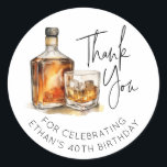 Custom 40th Birthday Whiskey/Bourbon Sticker Favor<br><div class="desc">Vier een mijlpaal met elegantie en een vleugje persoonlijke flair! Introductie van onze 40th Birthday Favor Tags, versierd met een prachtige waterverf van whisky of bourbon, ideaal voor het toevoegen van een verfijnde twist aan uw verjaardagsvieringen. Ontworpen voor whisky liefhebbers en degenen die de fijne dingen in het leven koesteren,...</div>