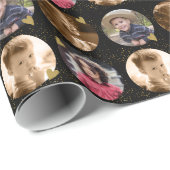 Custom 4 Circle Photo Collage Black And Gold Cadeaupapier (Rol Hoek)
