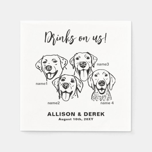 Custom 4 Dogs Drink Op Mij Servet (Voorkant)