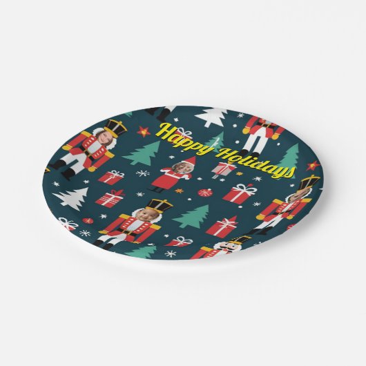 custom 4 face photo Christmas nutcracker Papieren Bordje (Gekanteld)