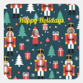 custom 4 face photo Christmas nutcracker Vierkante Sticker (Voorkant)