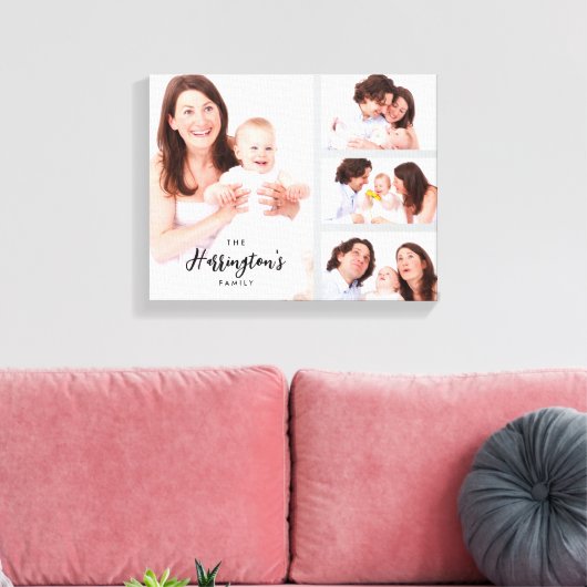 Custom 4 Family Photos Collage Rectangle Frame Canvas Afdruk (Insitu (Woonkamer))