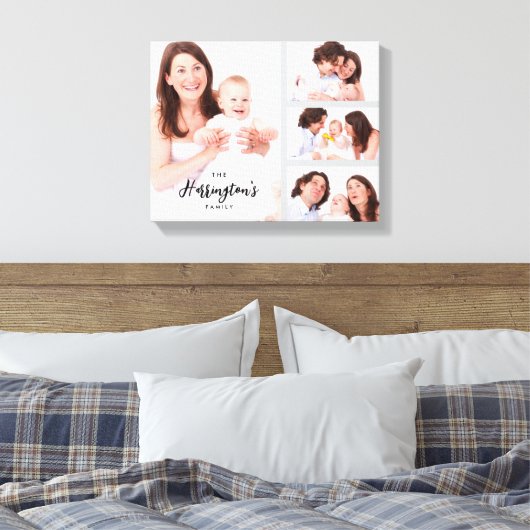 Custom 4 Family Photos Collage Rectangle Frame Canvas Afdruk (Insitu (Slaapkamer))