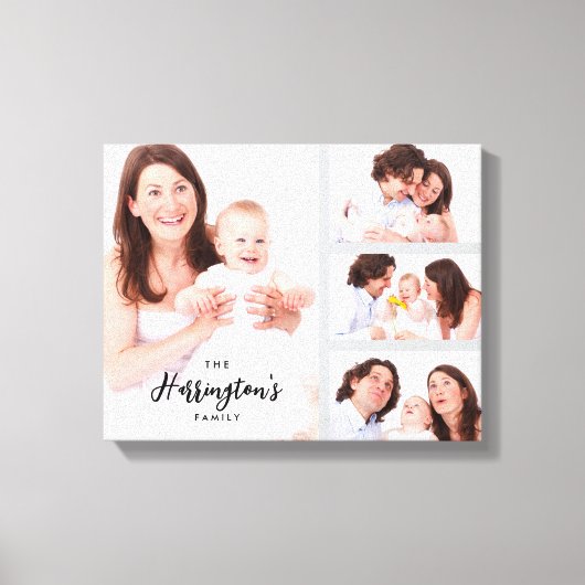 Custom 4 Family Photos Collage Rectangle Frame Canvas Afdruk (Voorkant)