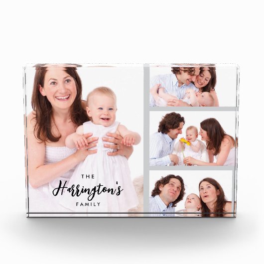 Custom 4 Family Photos Collage Rectangle Frame Fotoblokken (Voorkant)