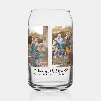 Custom 4 foto Grootste papa ooit vader is vrij Blikvorm Glas