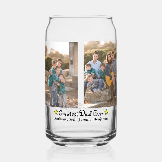 Custom 4 foto Grootste papa ooit vader is vrij Blikvorm Glas (Voorkant)
