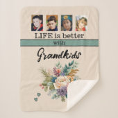 Custom 4 foto kleinkinderen bloemen groen sherpa deken (Voorkant)