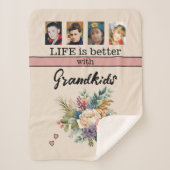 Custom 4 foto kleinkinderen bloemen roze sherpa deken (Voorkant)