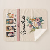 Custom 4 foto kleinkinderen bloemen roze sherpa deken (Voorkant (horizontaal))