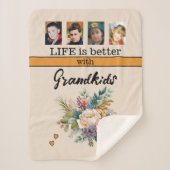 Custom 4 foto kleinkinderen bloemen sinaasappel sherpa deken (Voorkant)