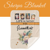 Custom 4 foto kleinkinderen bloemen sinaasappel sherpa deken