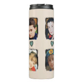 Custom 4 foto kleinkinderen bloemengroen thermosbeker (Achterkant)