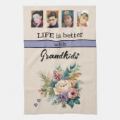 Custom 4 foto kleinkinderen bloemenkledij paarse theedoek (Verticaal)