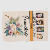 Custom 4 foto kleinkinderen bloemenkleurig sinaasa golfhanddoek (Horizontaal)