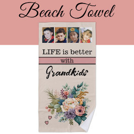 Custom 4 foto kleinkinderen bloemig roze strandlaken