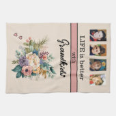 Custom 4 foto kleinkinderen bloemig roze theedoek (Horizontaal)