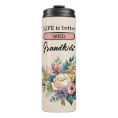 Custom 4 foto kleinkinderen bloemig roze thermosbeker (Voorkant)