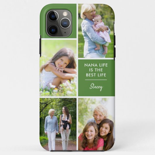Custom 4 Foto Nana Life is de beste leven groen Case-Mate iPhone Case (Achterkant)