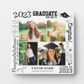 Custom 4 Fotocollage Afstuderen 2023 Wit Fotoplaat (Voorkant)