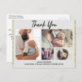 Custom 4 Fotocollage Baby Dank u Briefkaart (Voorkant / Achterkant)