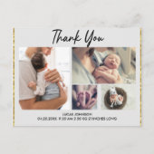 Custom 4 Fotocollage Baby Dank u Briefkaart (Voorkant)