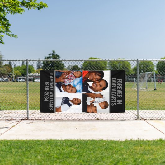 Custom 4 Fotocollage Begrafenisgraf Hoesje Banner (Insitu)