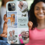 Custom 4 Fotocollage met Positieve Quote Seafoam Case-Mate iPhone Case<br><div class="desc">Gepersonaliseerde telefoonhoes voor iphone 11 pro max en vele andere modellen. Het ontwerp heeft een aangepaste fotocollage met 4 van uw favoriete foto's, jouw naam en de positieve formulering "Elke dag is een gelukkige dag". De fotosjabloon staat klaar voor u om uw foto's toe te voegen en werkt met de...</div>