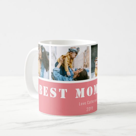 Custom 4 Photo Best Mom Ever Koffiemok (Voorkant links)