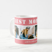 Custom 4 Photo Best Mom Ever Pink Coffee Mug Koffiemok (Voorkant links)