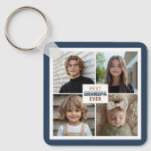 Custom 4 Photo Collage Best Grandpa Ever Sleutelhanger (Voorkant)