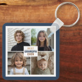Custom 4 Photo Collage Best Grandpa Ever Sleutelhanger (Achterkant)