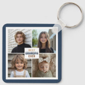 Custom 4 Photo Collage Best Grandpa Ever Sleutelhanger (Achterkant)