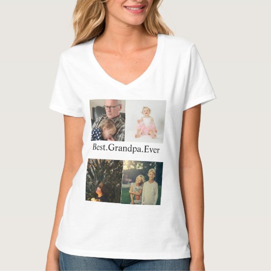 Custom 4 Photo Collage Best Grandpa Ever T-shirt (Voorkant)