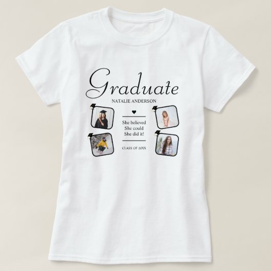 Custom 4 Photo Collage Class of 2026 Graduation T-shirt (Design voorkant)