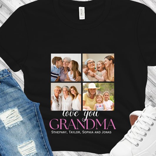 Custom 4 Photo Collage for Grandma - Gift T-shirt
